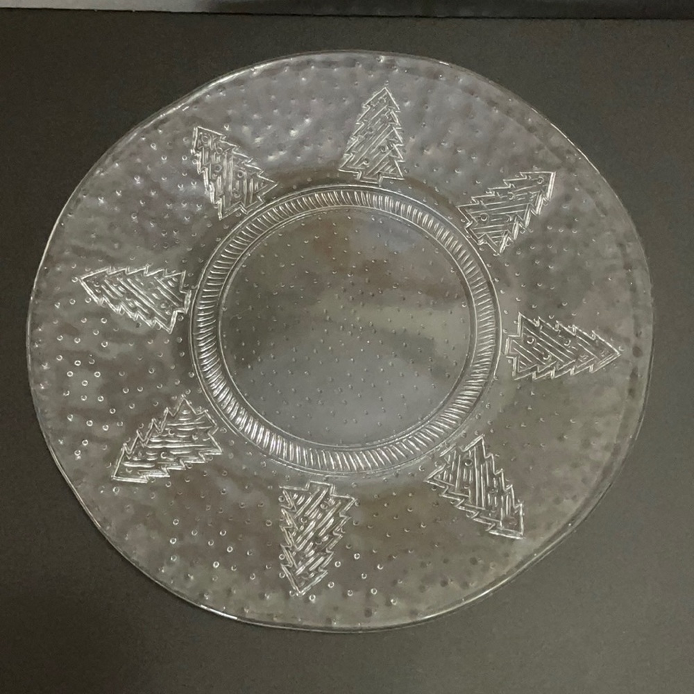 Lg. Christmas Tree Serving Platter Holiday Glass Serveware 13”